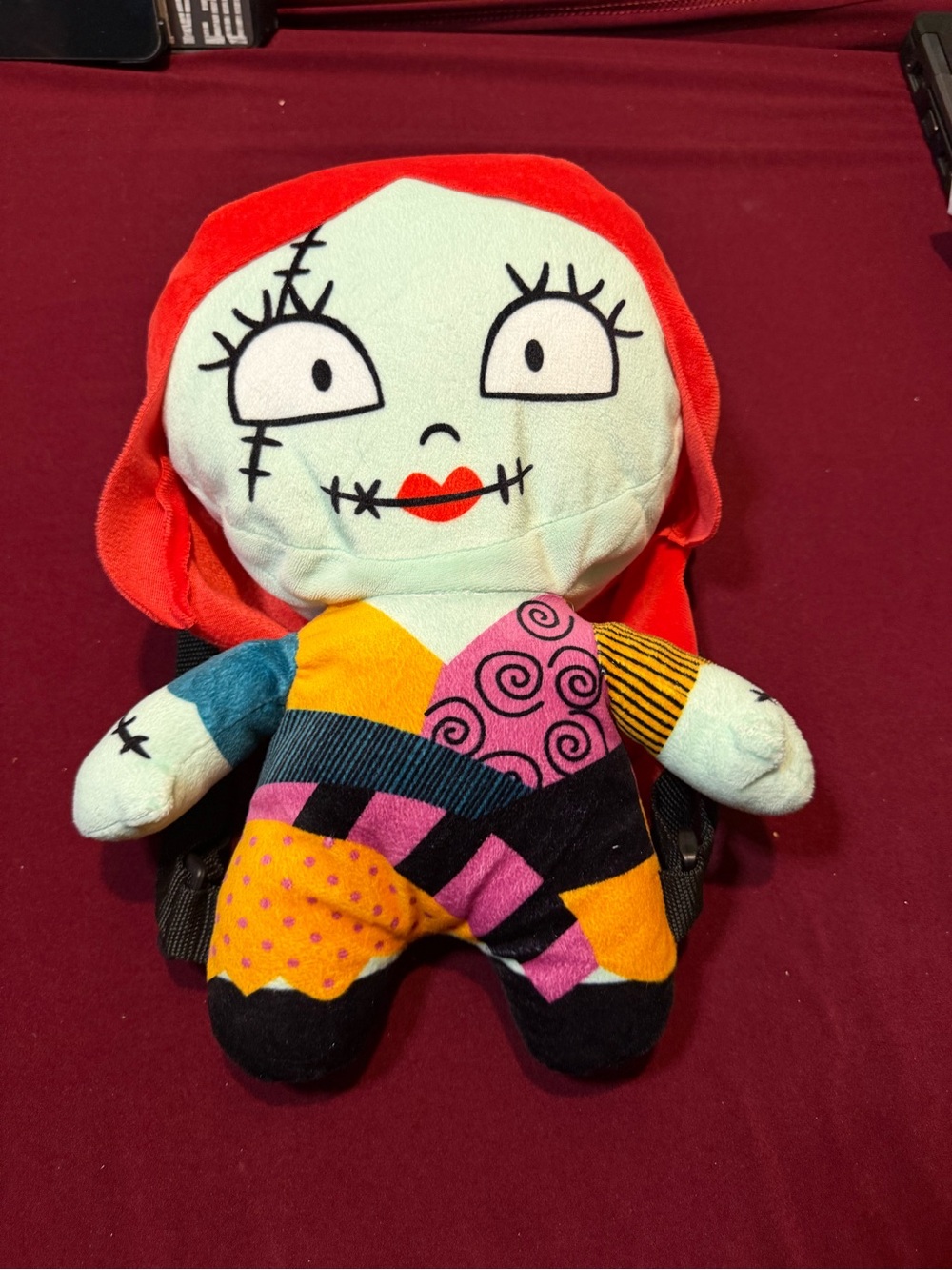 Sally Nightmare Patchwork Doll Plush backpack  - Red Hair Pink & Yellow Outfit